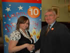 Hywel with Sheri Dobbs of Cwmafan YWCA supporting the National Minimum Wage Campaign