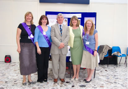 From L to R Jane Sampson, Sarah Scourfield, Dr Hywel Francis, Mair Francis and Georgina Jones