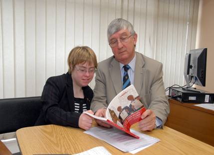 Dr Hywel Francis MP with Sara Pickard of Mencap Cymru