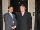 Saifur Rahman and Hywel  MP outside No 10 Downing Street