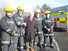 Hywel thanking the Tyrogenics Fire Crew at the major fire at Baglan Industrial Park